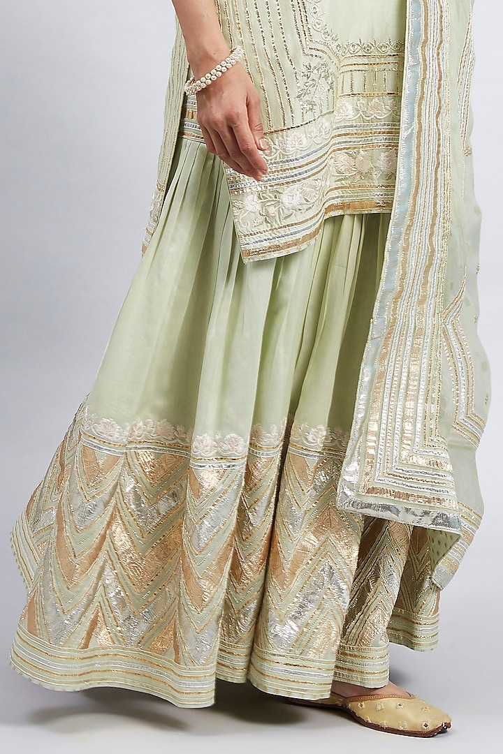 Mint Green Pure Chanderi Silk Gharara Set by Sheetal Batra at Pernia's Pop Up Shop