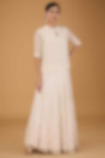 Ivory Pure Silk Parsi Gara Embroidered Wedding Lehenga Set by Sheetal Batra at Pernia's Pop Up Shop