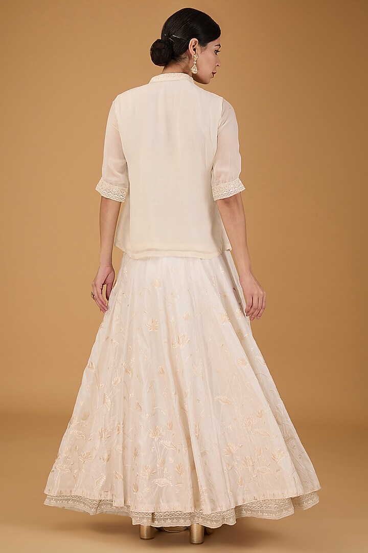 Ivory Pure Silk Parsi Gara Embroidered Wedding Lehenga Set by Sheetal Batra at Pernia's Pop Up Shop