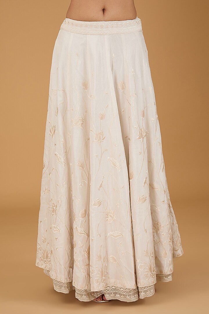 Ivory Pure Silk Parsi Gara Embroidered Wedding Lehenga Set by Sheetal Batra at Pernia's Pop Up Shop