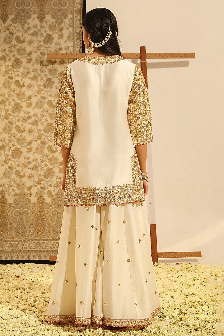 Daisy Ivory Pure Silk Chanderi Bridal Sharara Set by Sheetal Batra at Pernia's Pop Up Shop