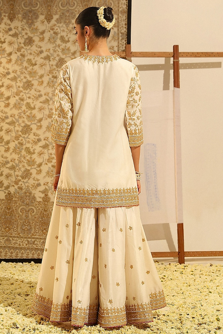 Daisy Ivory Pure Silk Chanderi Bridal Sharara Set by Sheetal Batra at Pernia's Pop Up Shop