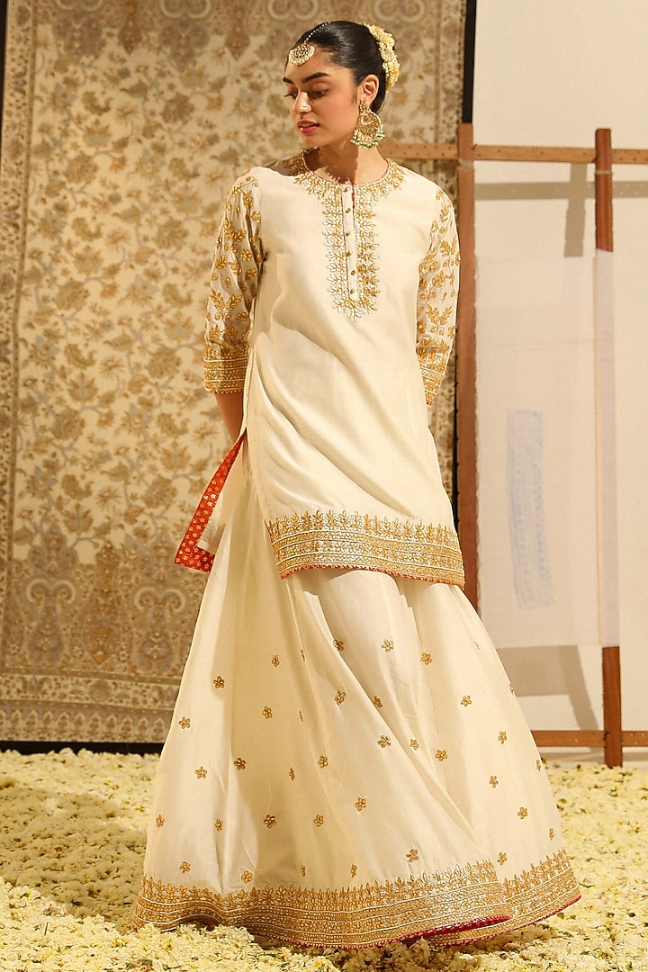 Daisy Ivory Pure Silk Chanderi Bridal Sharara Set by Sheetal Batra at Pernia's Pop Up Shop