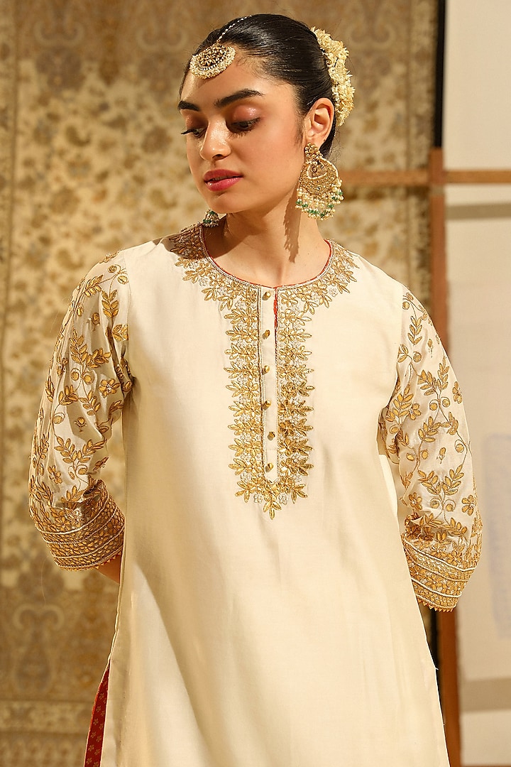 Daisy Ivory Pure Silk Chanderi Bridal Sharara Set by Sheetal Batra at Pernia's Pop Up Shop