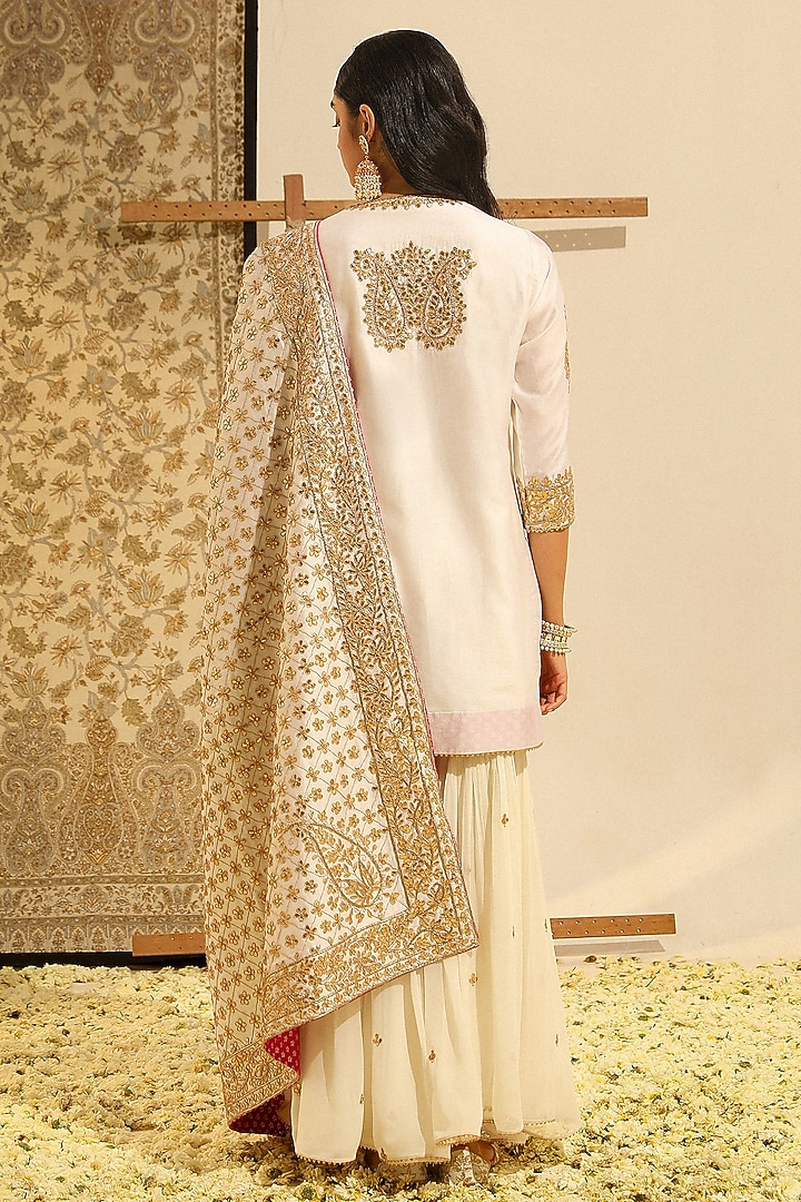 Daisy Ivory Pure Silk Chanderi Gharara Set by Sheetal Batra at Pernia's Pop Up Shop