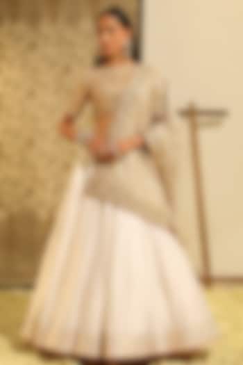 Daisy Ivory Silk Chanderi Gota Patti Embellished Bridal Lehenga Set by Sheetal Batra at Pernia's Pop Up Shop