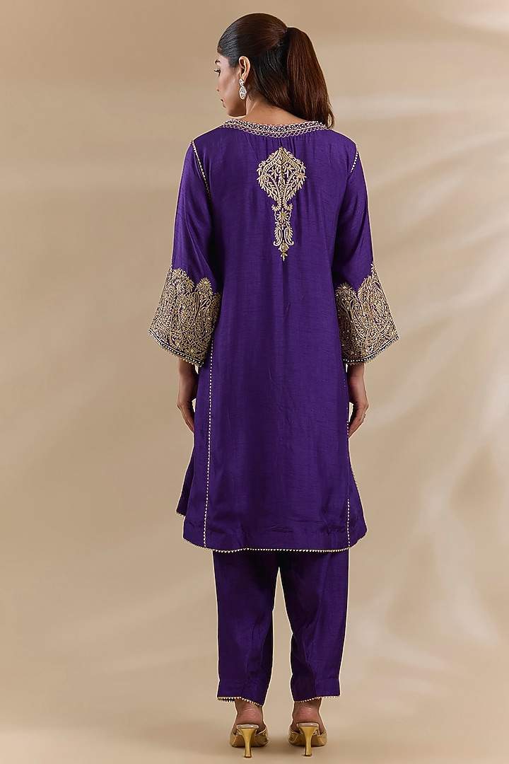 Purple Upada Silk Kurta Set by Sheetal Batra at Pernia's Pop Up Shop