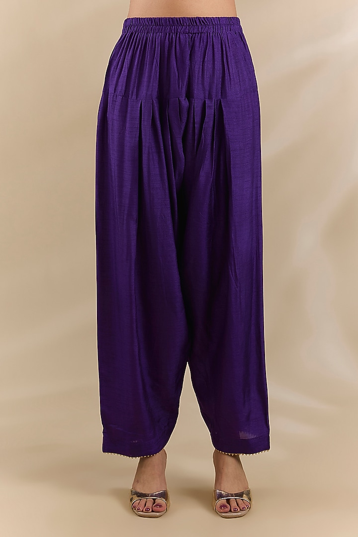 Purple Upada Silk Kurta Set by Sheetal Batra at Pernia's Pop Up Shop