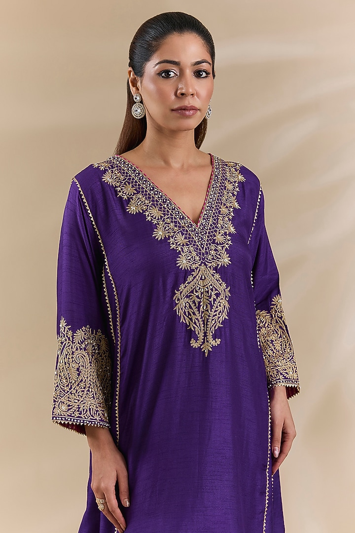 Purple Upada Silk Kurta Set by Sheetal Batra at Pernia's Pop Up Shop