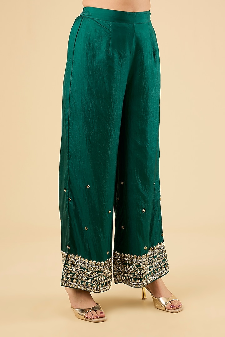 Emerald Green Habutai Silk Kurta Set by Sheetal Batra at Pernia's Pop Up Shop