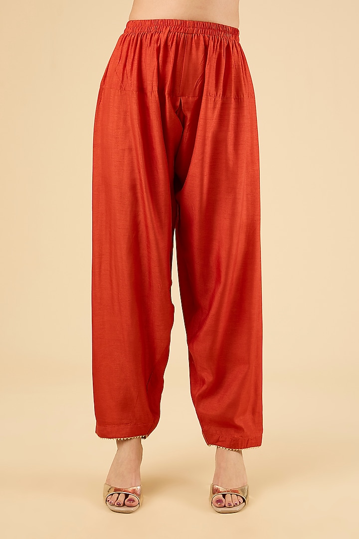 Burnt Orange Upada Silk Kurta Set by Sheetal Batra at Pernia's Pop Up Shop