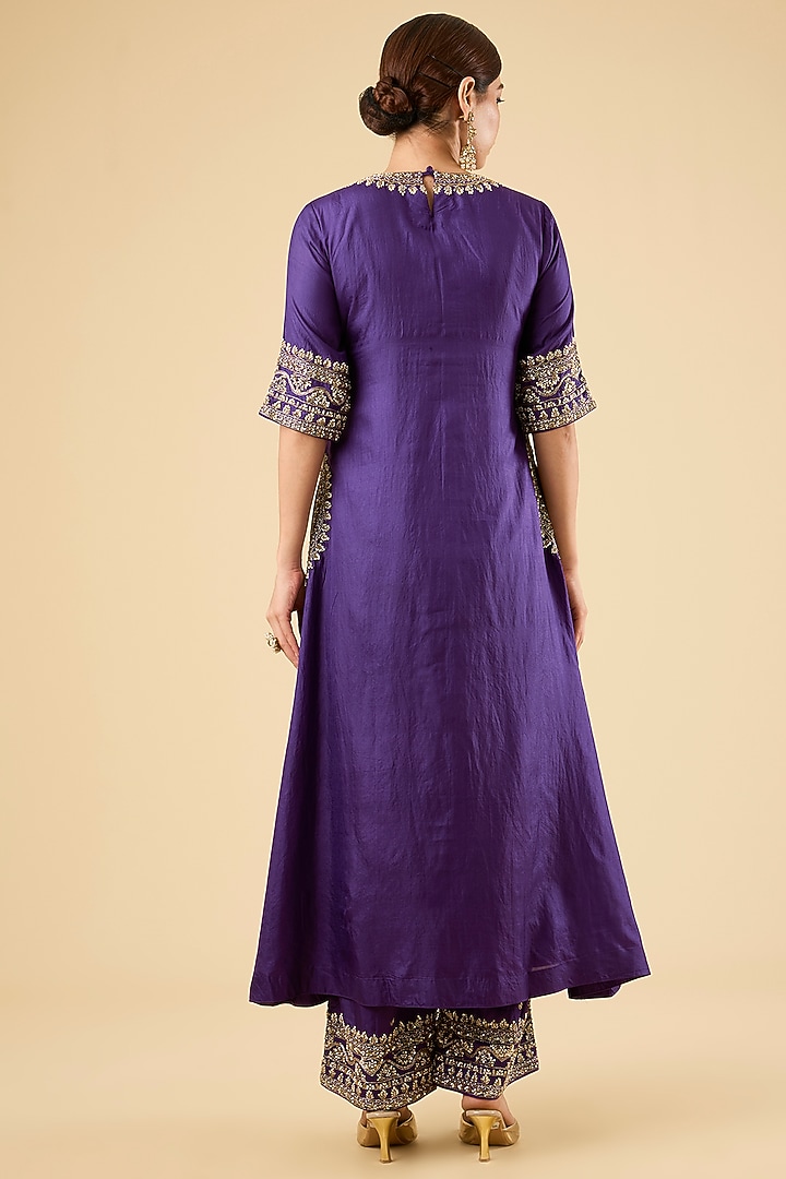 Purple Habutai Silk Kurta Set by Sheetal Batra at Pernia's Pop Up Shop