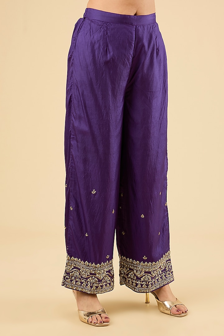 Purple Habutai Silk Kurta Set by Sheetal Batra at Pernia's Pop Up Shop