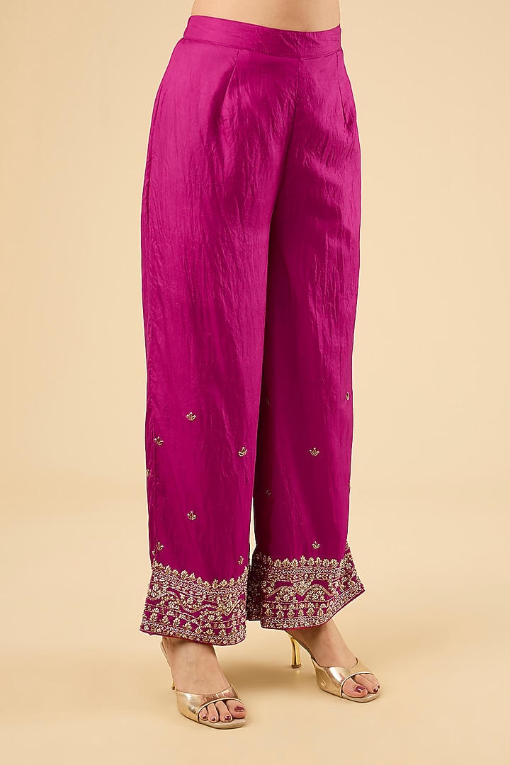 Hot Pink Habutai Silk Kurta Set by Sheetal Batra at Pernia's Pop Up Shop
