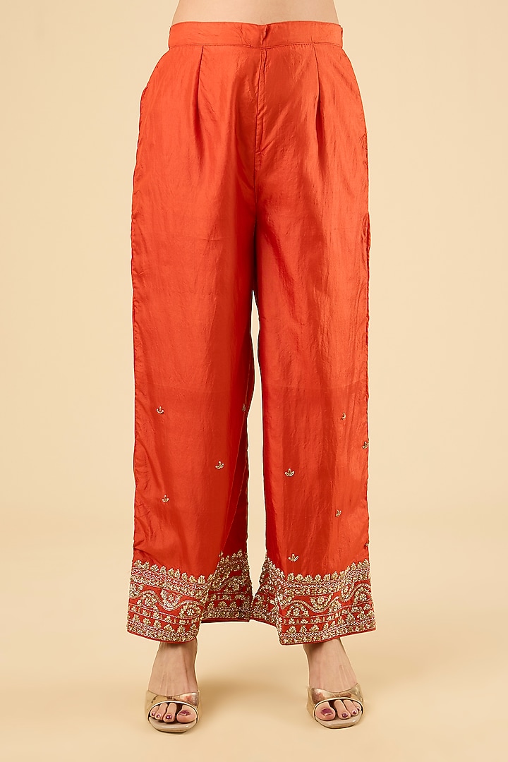 Burnt Orange Habutai Silk Kurta Set by Sheetal Batra at Pernia's Pop Up Shop