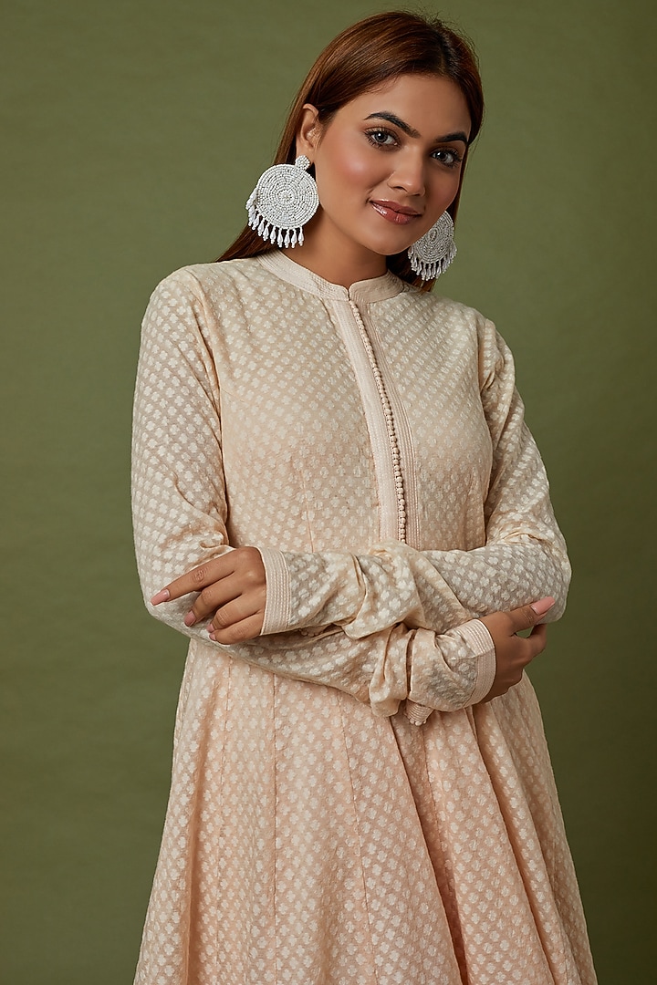 Blush Pink Silk Chanderi Party Wear Anarkali Set by Sheetal Batra at Pernia's Pop Up Shop