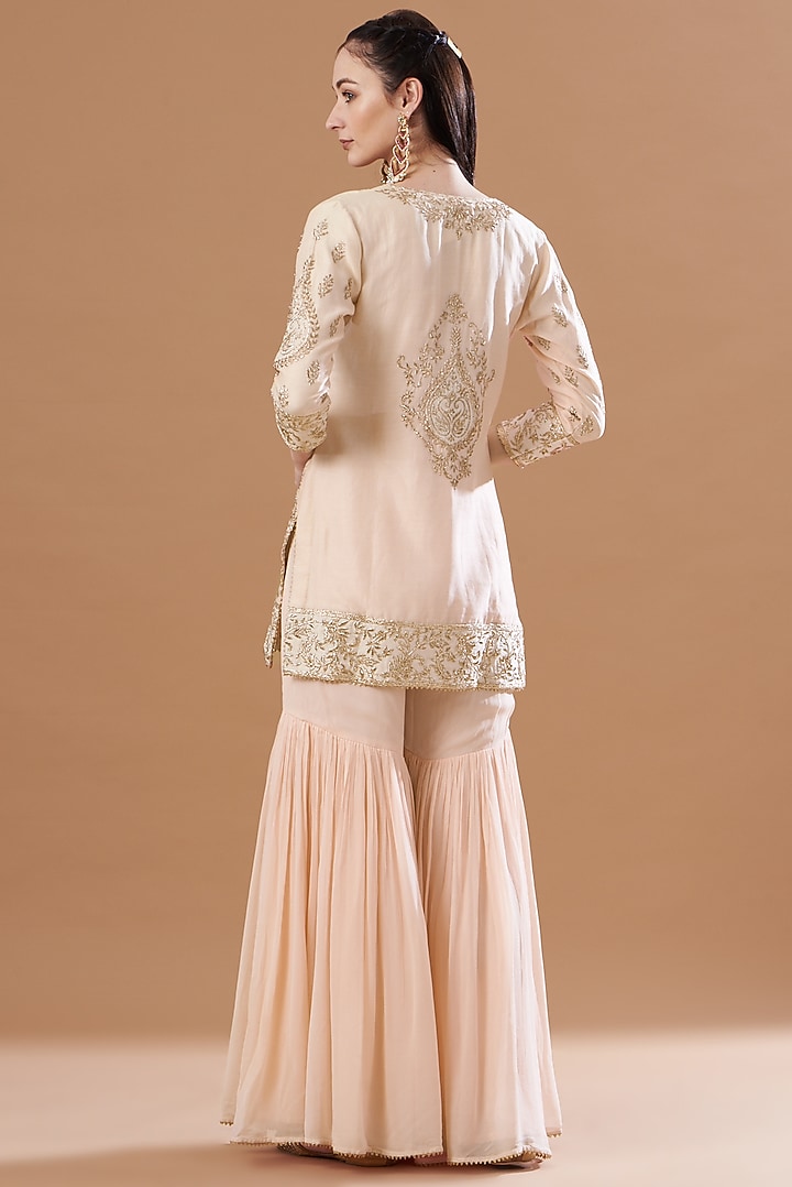 Blush Pink Chanderi Silk Gharara Set by Sheetal Batra at Pernia's Pop Up Shop