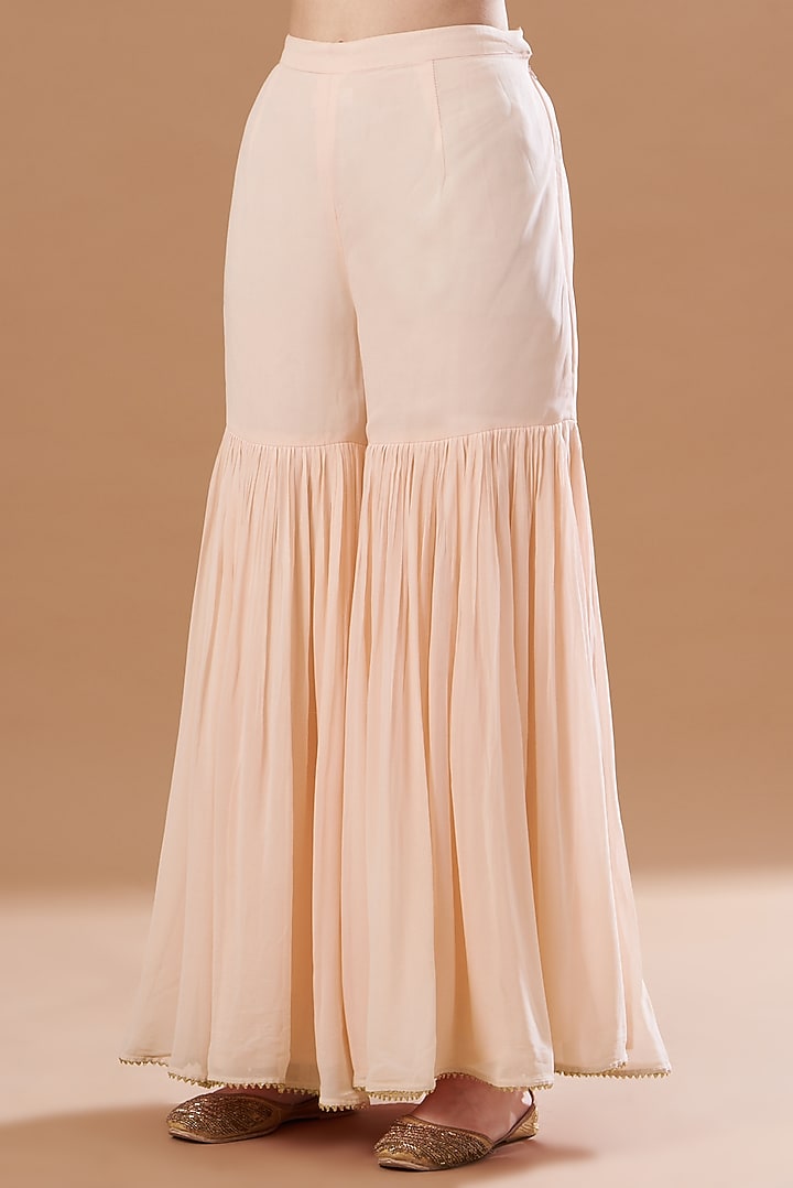 Blush Pink Chanderi Silk Gharara Set by Sheetal Batra at Pernia's Pop Up Shop