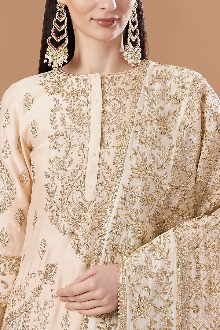Blush Pink Chanderi Silk Gharara Set by Sheetal Batra at Pernia's Pop Up Shop