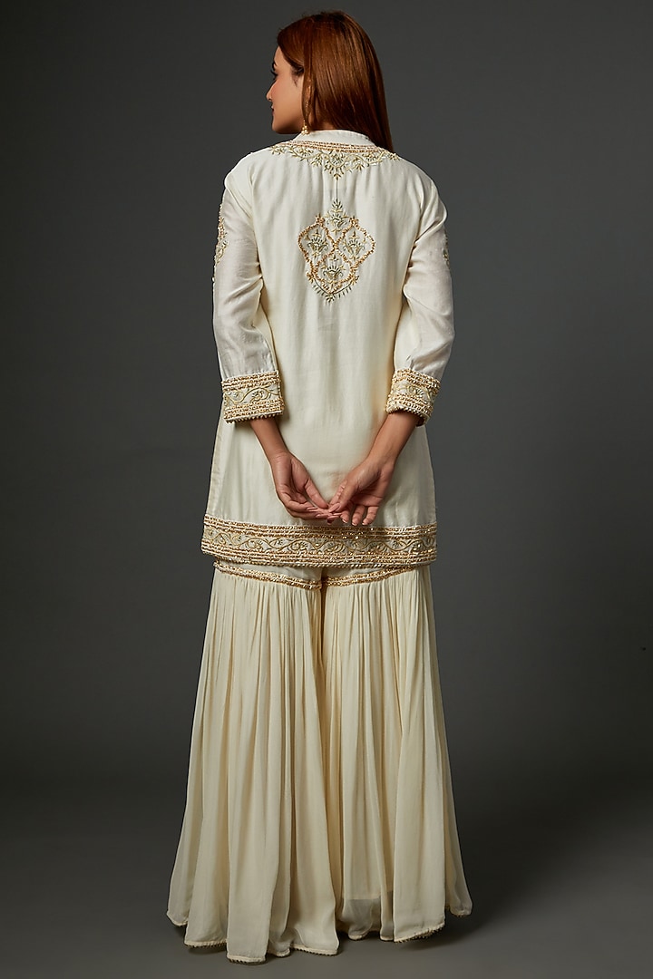 White Georgette Gharara Set by Sheetal Batra at Pernia's Pop Up Shop