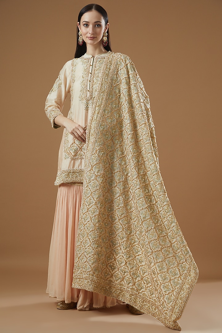 Blush Pink Georgette Gharara Set by Sheetal Batra at Pernia's Pop Up Shop