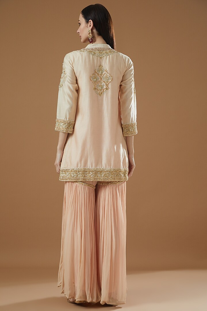 Blush Pink Georgette Gharara Set by Sheetal Batra at Pernia's Pop Up Shop