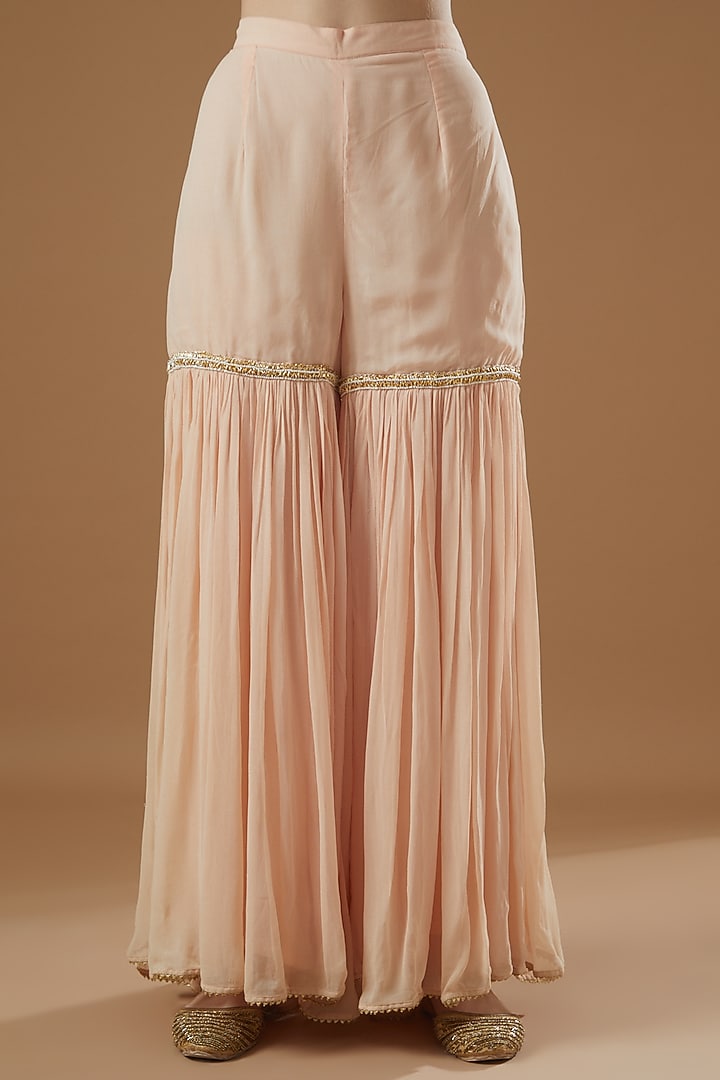 Blush Pink Georgette Gharara Set by Sheetal Batra at Pernia's Pop Up Shop