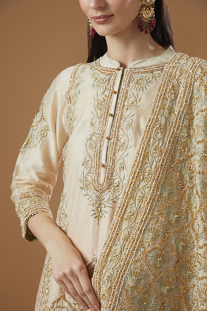 Blush Pink Georgette Gharara Set by Sheetal Batra at Pernia's Pop Up Shop