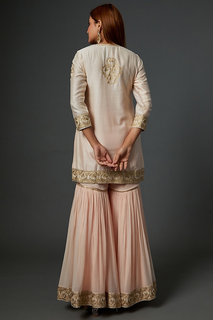 Blush Pink Georgette Gharara Set by Sheetal Batra at Pernia's Pop Up Shop