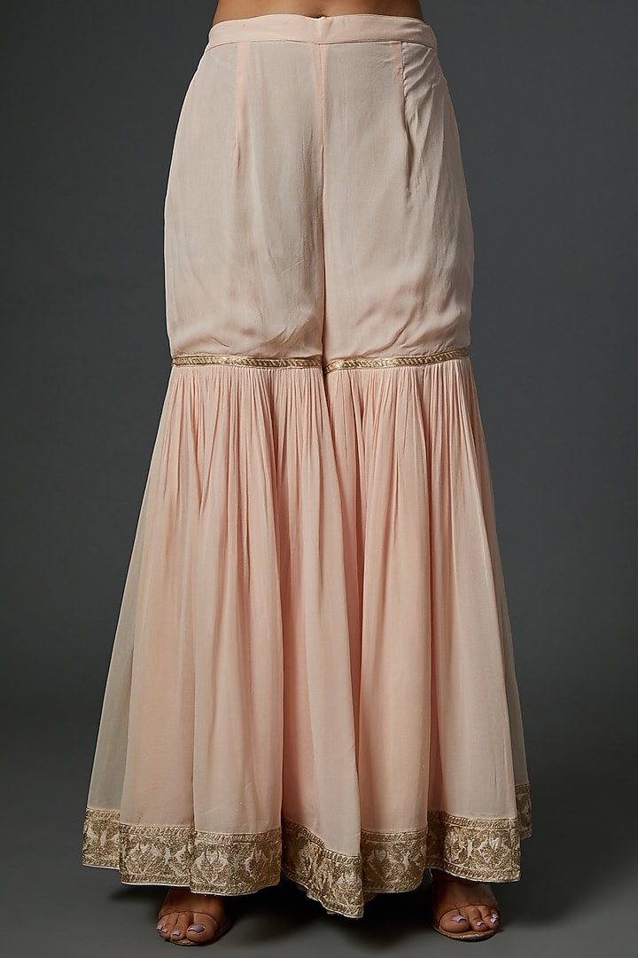Blush Pink Georgette Gharara Set by Sheetal Batra at Pernia's Pop Up Shop