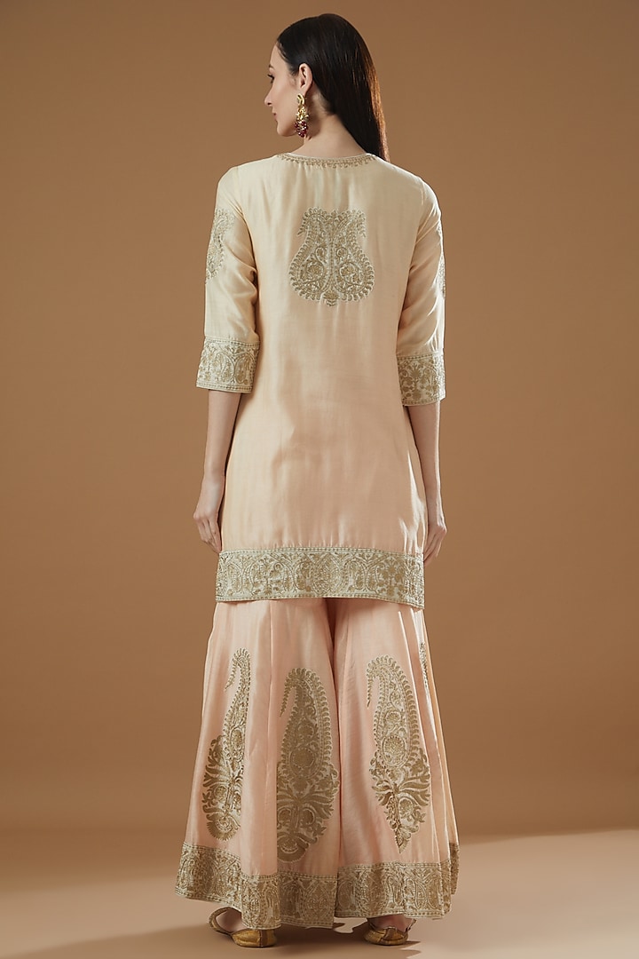 Blush Pink Chanderi Silk Gharara Pants by Sheetal Batra at Pernia's Pop Up Shop