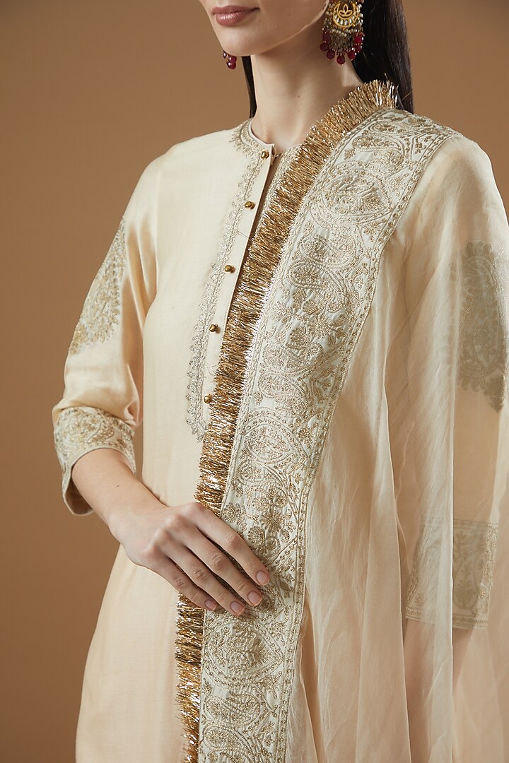 Blush Pink Chanderi Silk Gharara Pants by Sheetal Batra at Pernia's Pop Up Shop