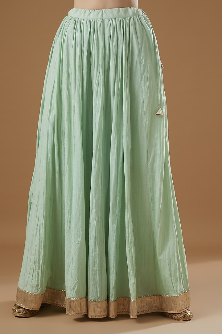 Mint Green Silk Chanderi Embroidered Wedding Anarkali Set by Sheetal Batra at Pernia's Pop Up Shop