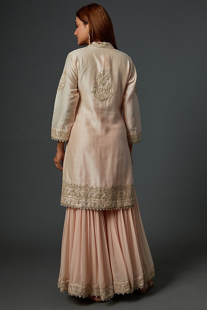 Blush Pink Georgette Gharara Set by Sheetal Batra at Pernia's Pop Up Shop