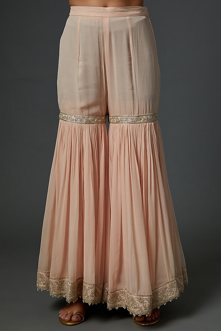 Blush Pink Georgette Gharara Set by Sheetal Batra at Pernia's Pop Up Shop