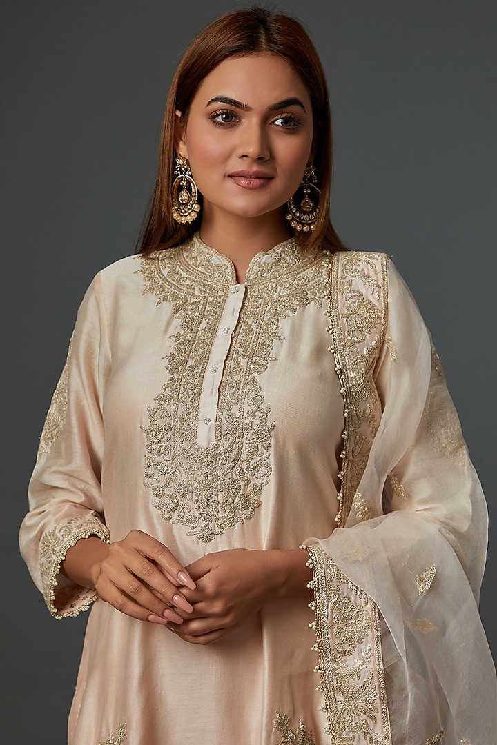 Blush Pink Georgette Gharara Set by Sheetal Batra at Pernia's Pop Up Shop