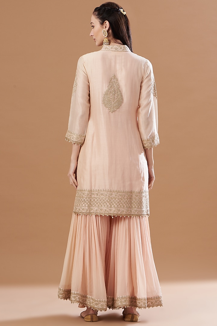 Blush Pink Georgette Gharara Set by Sheetal Batra at Pernia's Pop Up Shop