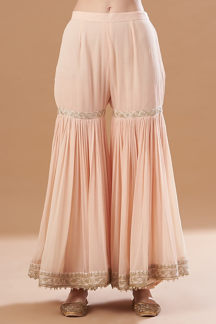 Blush Pink Georgette Gharara Set by Sheetal Batra at Pernia's Pop Up Shop
