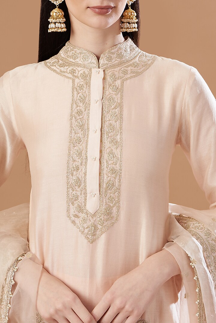 Blush Pink Georgette Gharara Set by Sheetal Batra at Pernia's Pop Up Shop