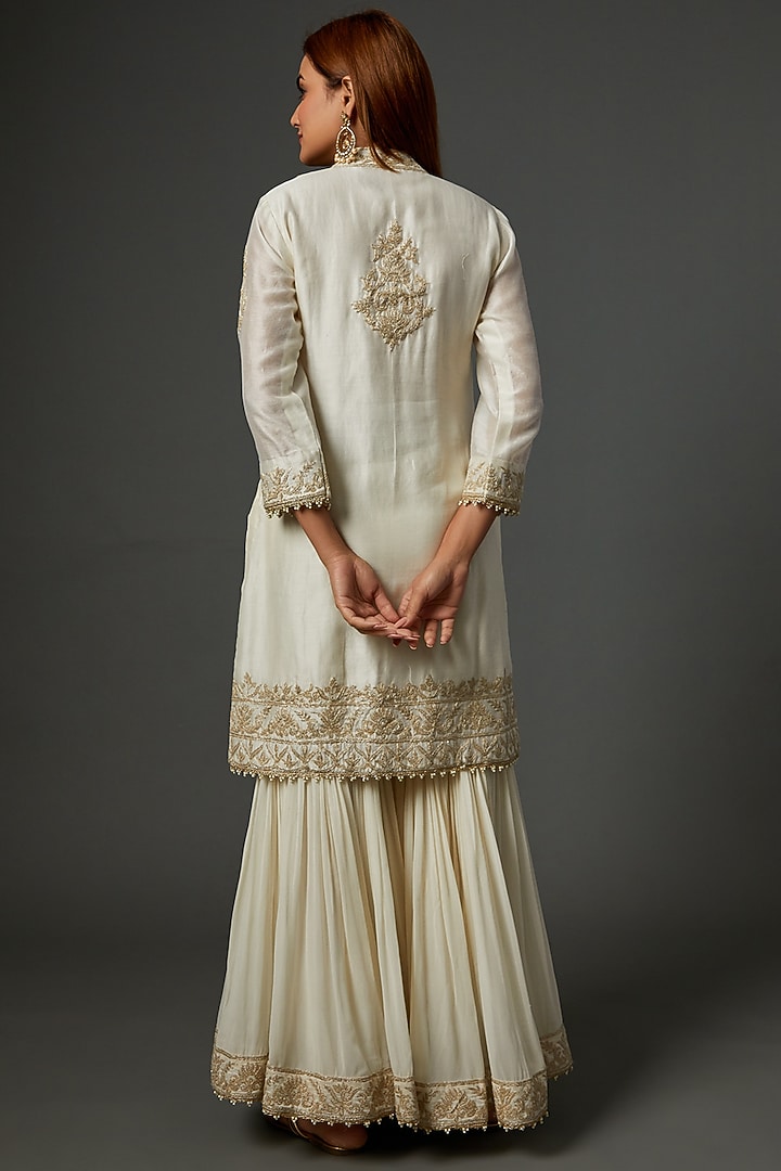 White Gharara Set in Georgette by Sheetal Batra at Pernia's Pop Up Shop