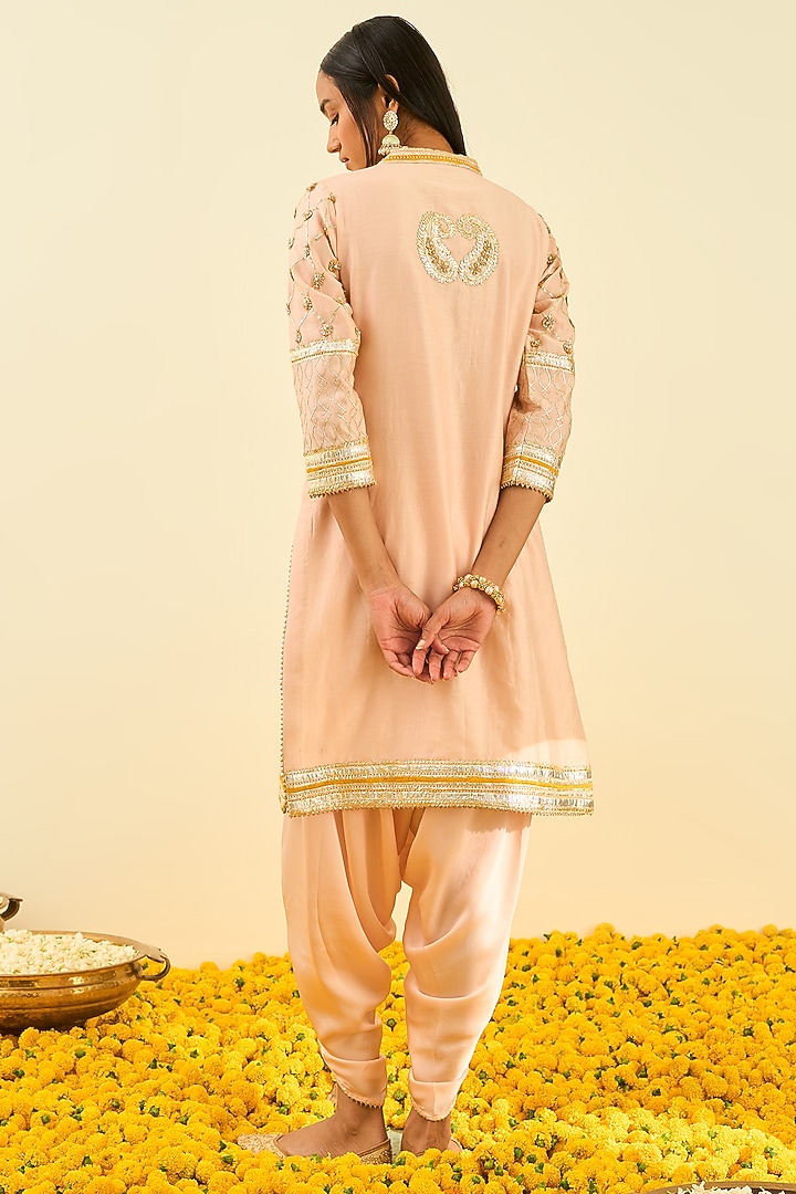 Rose Pink Dhoti Set In Bemberg Satin by Sheetal Batra at Pernia's Pop Up Shop