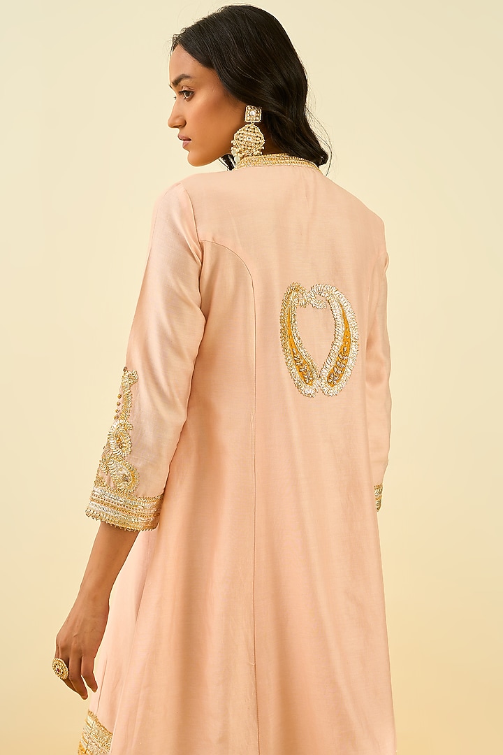 Rose Pink Kurta Set With Gota Patti Embroidery by Sheetal Batra at Pernia's Pop Up Shop