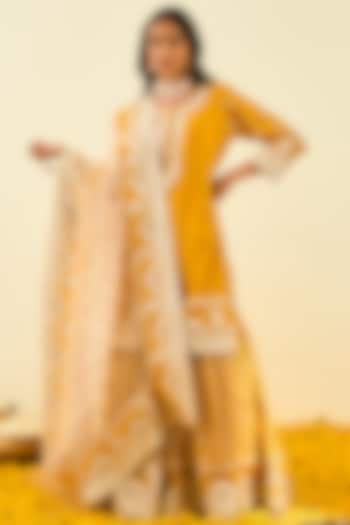 Glaze Mustard Gharara Set With Embroidery by Sheetal Batra