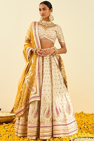 Daisy Ivory Embroidered Lehenga Set by Sheetal Batra
