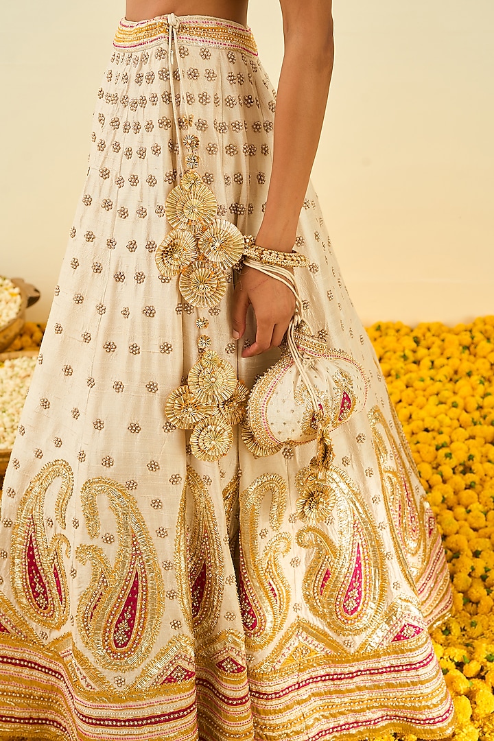 Daisy Ivory Embroidered Bridal Lehenga Set by Sheetal Batra at Pernia's Pop Up Shop