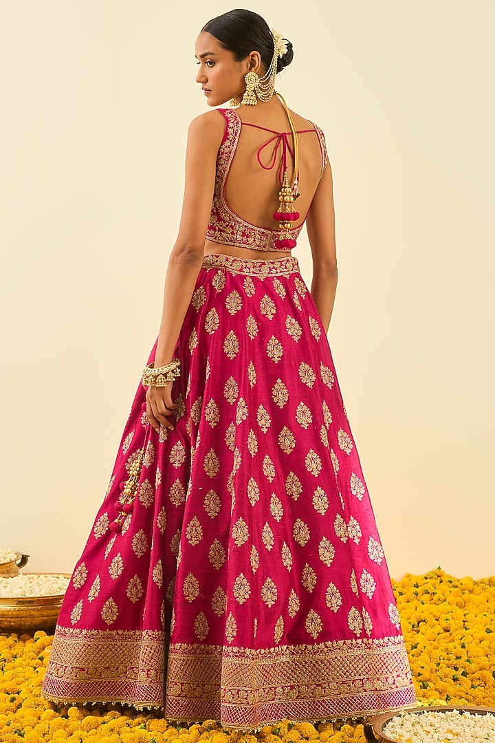 Hot Pink Embroidered Wedding Lehenga Set by Sheetal Batra at Pernia's Pop Up Shop