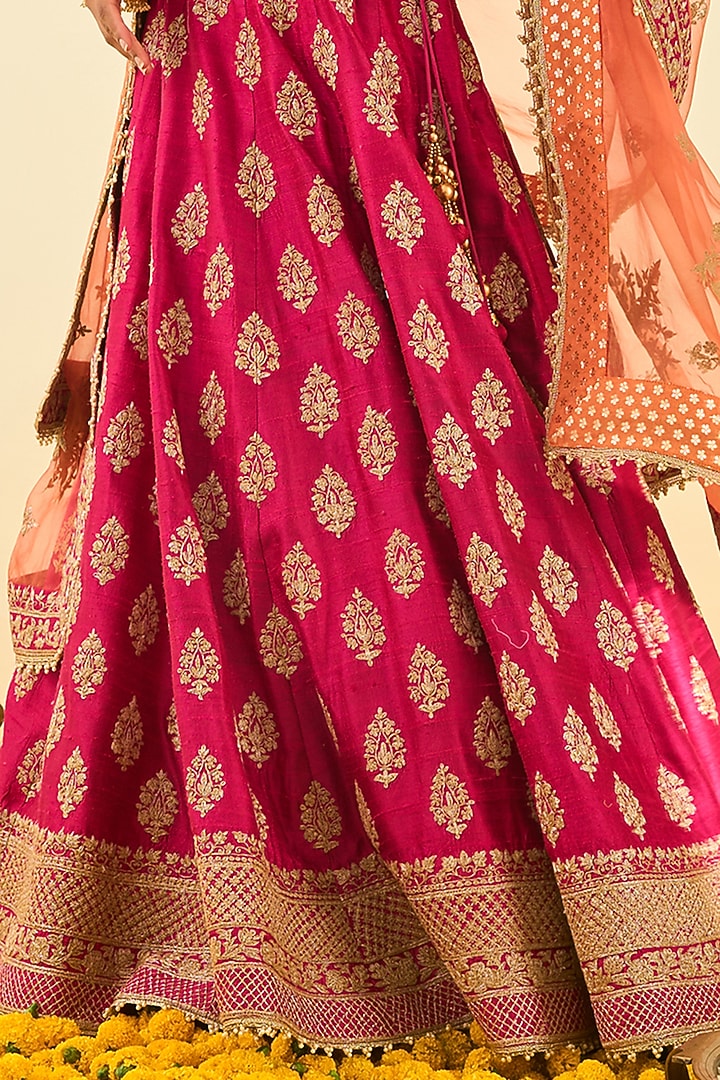 Hot Pink Embroidered Wedding Lehenga Set by Sheetal Batra at Pernia's Pop Up Shop