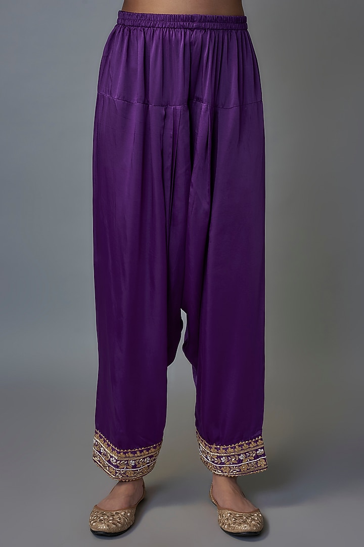 Purple Silk Chanderi Dabka Embroidered Kurta Set by Sheetal Batra at Pernia's Pop Up Shop