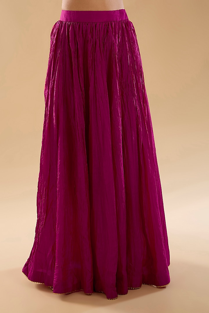 Hot Pink Pure Silk Chanderi Zardosi Embroidered Kurta Set by Sheetal Batra at Pernia's Pop Up Shop