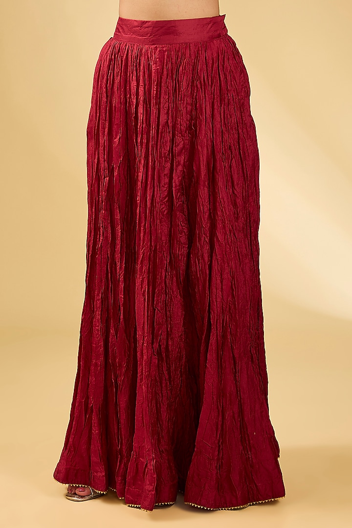 Red Pure Silk Chanderi Zardosi Embroidered Wedding Anarkali Set by Sheetal Batra at Pernia's Pop Up Shop